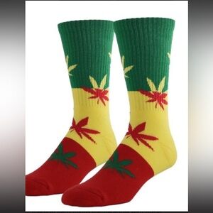 Colorful Leaf Pattern Socks- Rasta La Vista Unisex Socks